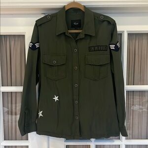 Rails Green Button Down Shirt with Military Style